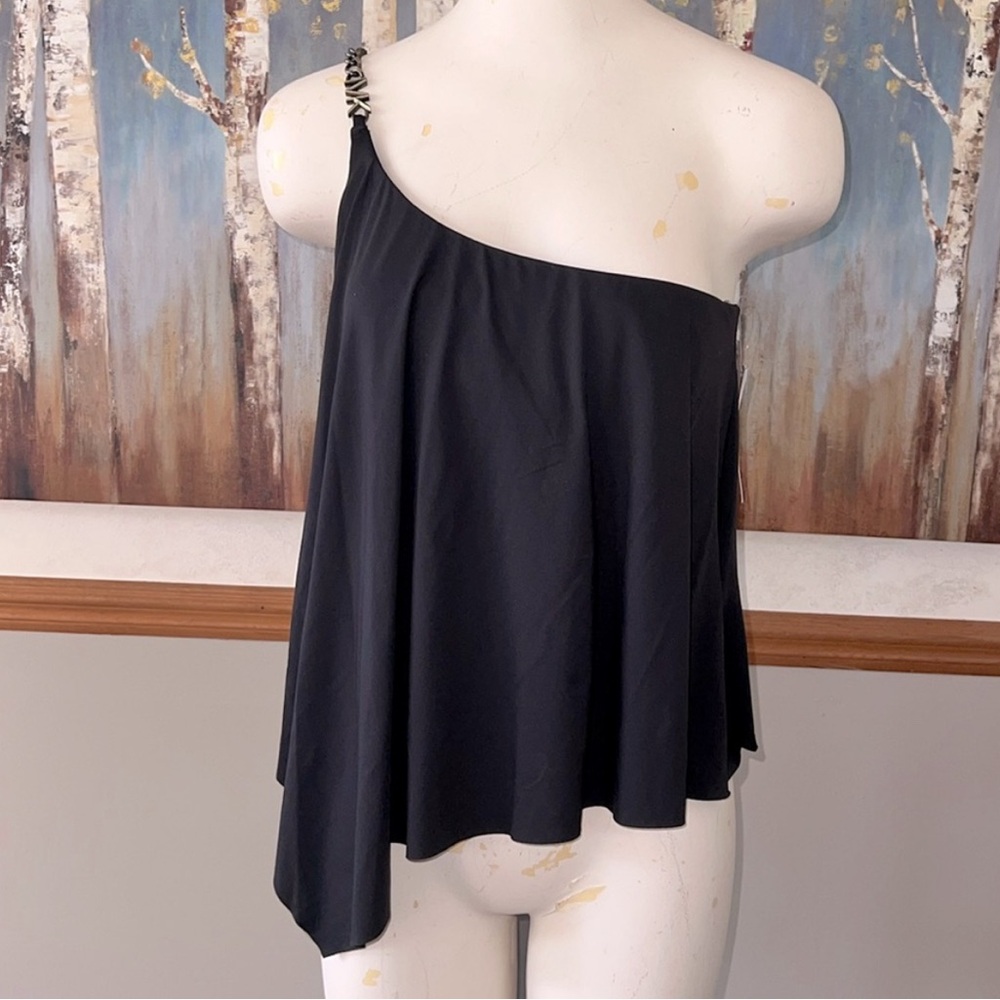 Michael Micheal Kors Black Asymmetrical Sleeveless Tank Top